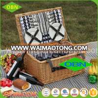 Rattan material 4 person hand woven wicker picnic basket for sale